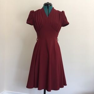 Collectif Burgundy Retro Pinup Dress